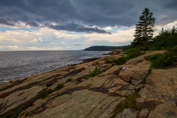 Pohled Národní Park Acadia Maine Pod Zataženou Oblohou — Stock fotografie