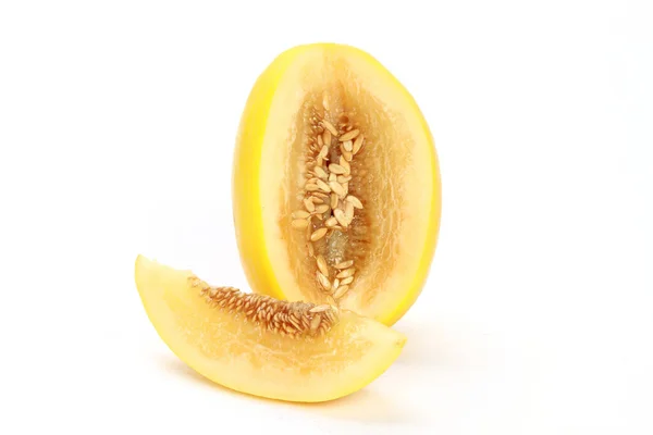 Sliced Melon Seeds Isolated White Background — Stock Photo, Image