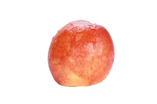 一个潮湿多汁的桃子被白色的背景隔开 — 图库照片