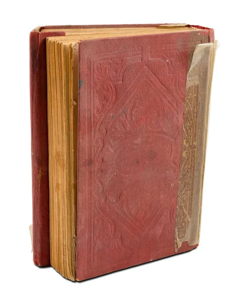 Colpo Verticale Vecchio Libro Del Corano Intemperie Isolato Sfondo Bianco — Foto Stock