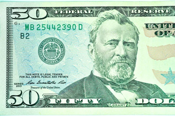 Detailní Záběr Padesáti Dolarových Bankovek — Stock fotografie