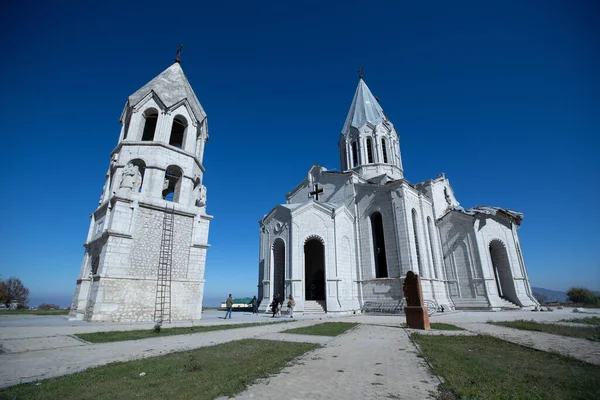 Stepanakert Artsakh Listopad 2020 Katedrála Ghazanchetsots Šushi Stále Stojí Dvojitém — Stock fotografie