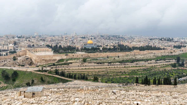 Piękny Widok Jerozolimy Góry Oliwnej — Zdjęcie stockowe