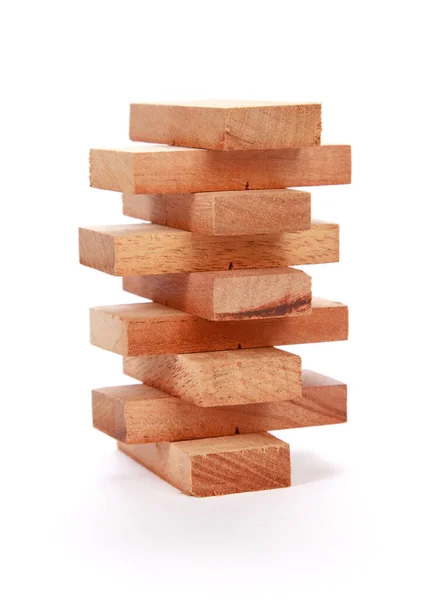 Vertical Shot Wooden Blocks Isolated White Background — Stock Photo, Image