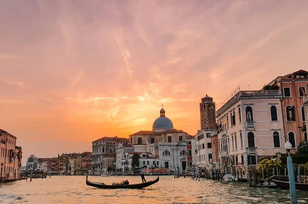 Eine Wunderschöne Landschaft Des Canal Grande Venedig Italien Bei Sonnenuntergang — Stockfoto