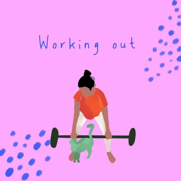 Kolorowa Ilustracja Kobiety Wykonującej Trening — Zdjęcie stockowe