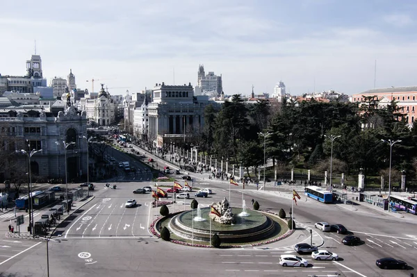 Мадрид Испания Февраля 2020 Вид Воздуха Площадь Plaza Cibeles Старым — стоковое фото
