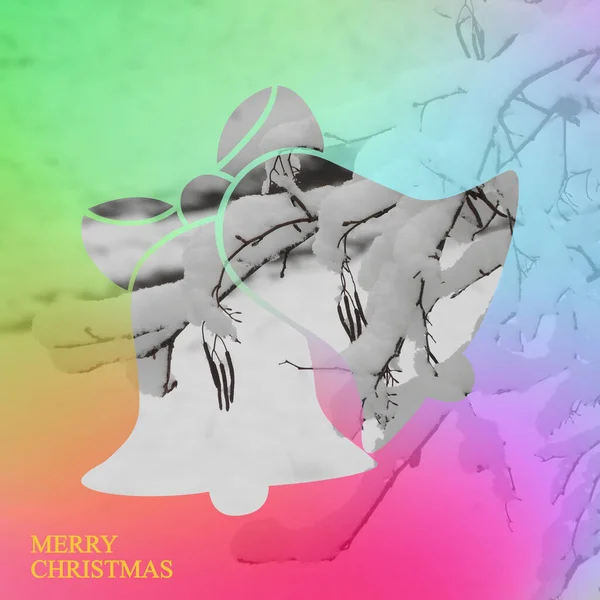 Mutlu Noeller Yazan Bir Çan Çizgisi Karla Kaplı Dallara Yazılmış — Stok fotoğraf