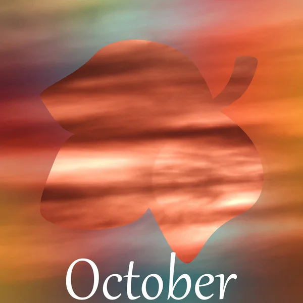 Outline Leaf October Written Colorful Blurry Background — Stock Photo, Image