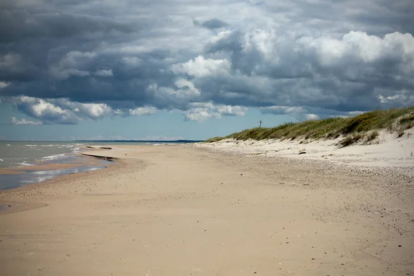 Чудовий Знімок Пляжу Балтійському Морі Похмурий День — стокове фото