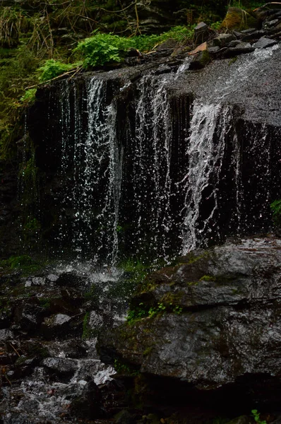 Een Close Van Een Schilderachtige Waterval Een Mysterieus Bos — Stockfoto