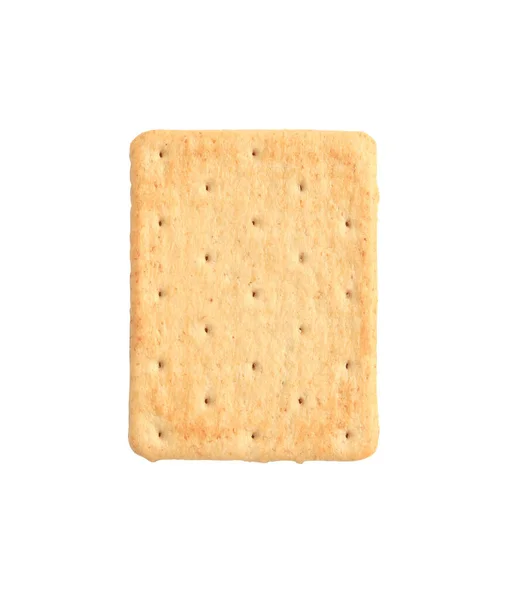 Eine Nahaufnahme Von Oben Eines Einzigen Gelben Crackers Mit Löchern — Stockfoto