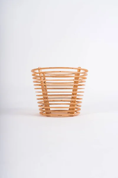Vertical Shot Wooden Basket White Background — Stock Photo, Image