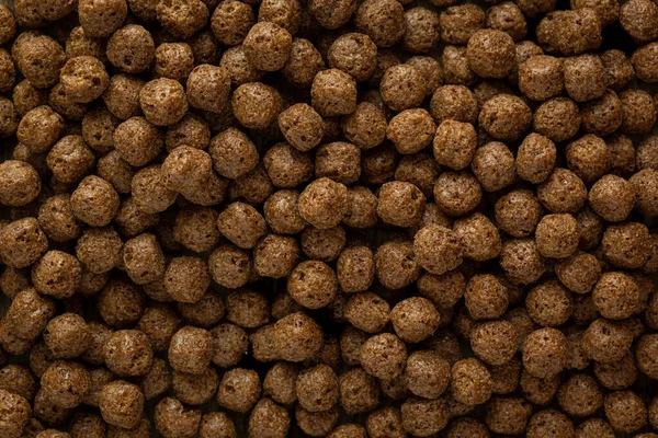 Top View Pile Sweet Tasty Chocolate Cereal Balls Breakfast — Stock Photo, Image