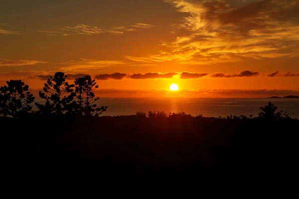 Mesmerizing View Beautiful Sunset Calm Sea Surrounded Greenery — Stock Photo, Image