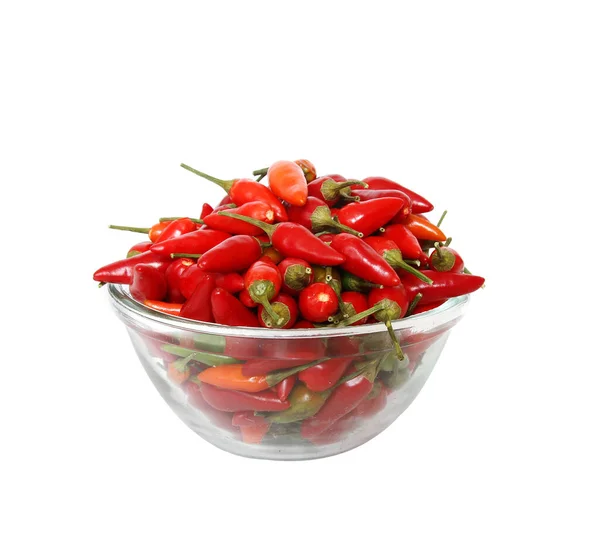 Bowl Filled Red Peppers White Surface — Stock Photo, Image