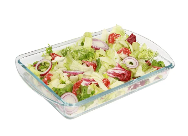 Vegetable Salad Glass Dish Isolated White Background — Stock Photo, Image