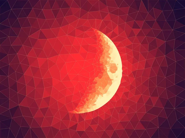 Uma Ilustração Lua Dourada Fundo Abstrato Vermelho — Fotografia de Stock