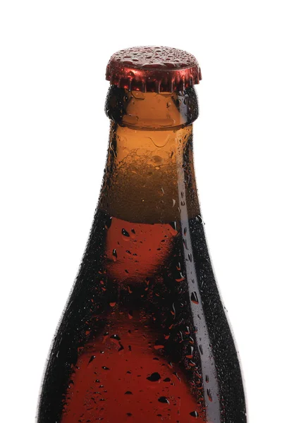 Een Verticaal Close Shot Van Een Koude Natte Bierfles Top — Stockfoto