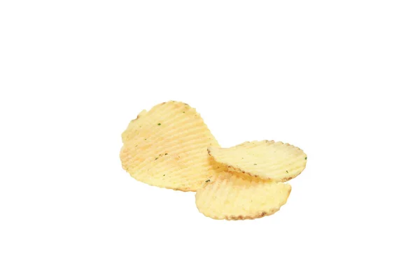 Tiro Isolado Batatas Fritas Onduladas Fundo Branco — Fotografia de Stock