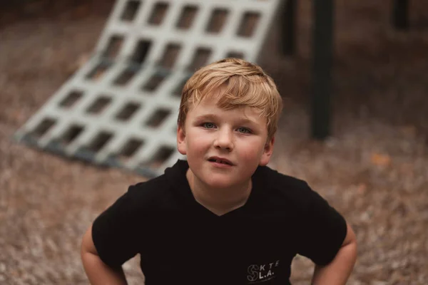 Closeup Shot Adorable Blonde Boy — Stock fotografie