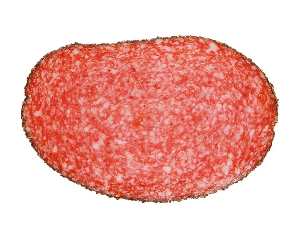 Close Uma Fatia Salame — Fotografia de Stock