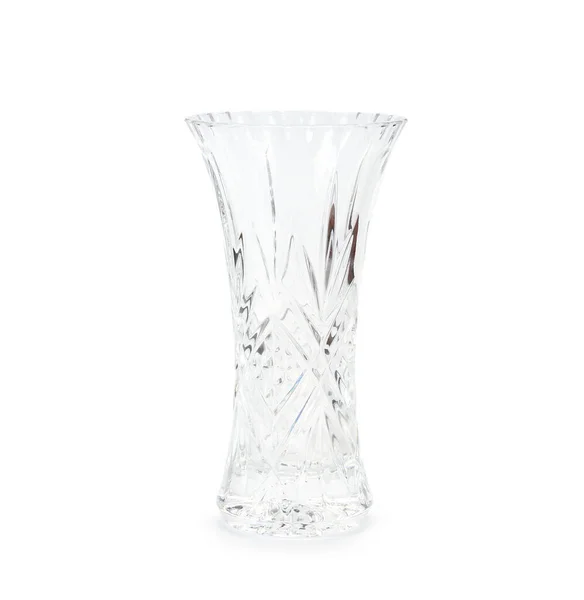 白色底座上水晶花瓶的选择性聚焦镜头 — 图库照片