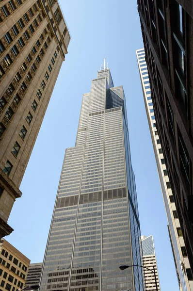 Låg Vinkel Skott Willis Sears Tower Chicago — Stockfoto