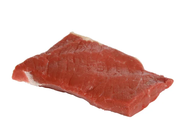 Eine Nahaufnahme Von Frischem Fleisch Isoliert Auf Weißem Hintergrund — Stockfoto