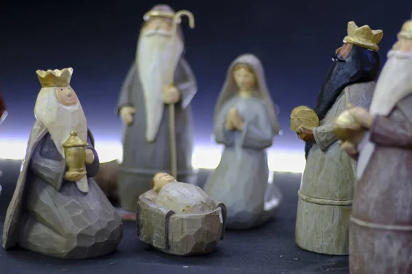 Een Close Shot Van Figuren Voor Kerststal — Stockfoto