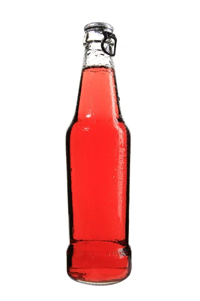Egy Üveg Vörös Limonádé Fehér Alapon Elkülönítve — Stock Fotó