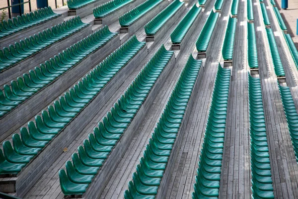 Los Stands Cancha Voleibol Playa Con Asientos Verdes —  Fotos de Stock