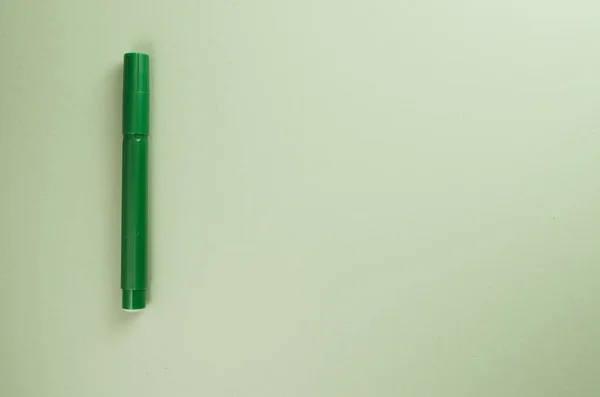 Eine Hochwinkelaufnahme Einer Markierung Isoliert Auf Hellgrünem Hintergrund — Stockfoto
