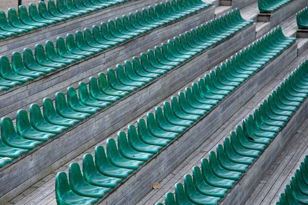 Los Stands Cancha Voleibol Playa Con Asientos Verdes —  Fotos de Stock