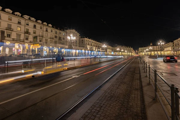 Turin Itália Janeiro 2020 Transporte Público Turim Itália Célebre Piazza — Fotografia de Stock