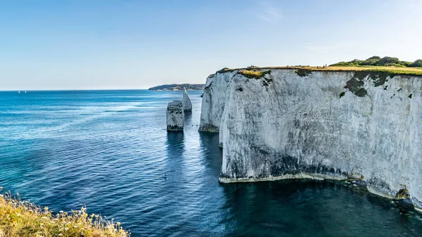 Shot Old Harry Rocks Chalk Formations Handfast Point Purbeck — Stock Photo, Image