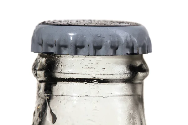 Zbliżenie Ust Butelki Metalowym Wieczkiem — Zdjęcie stockowe