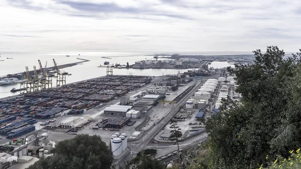 Barcelona Espanha Dezembro 2017 Vista Panorâmica Área Contentores Porto Barcelona — Fotografia de Stock