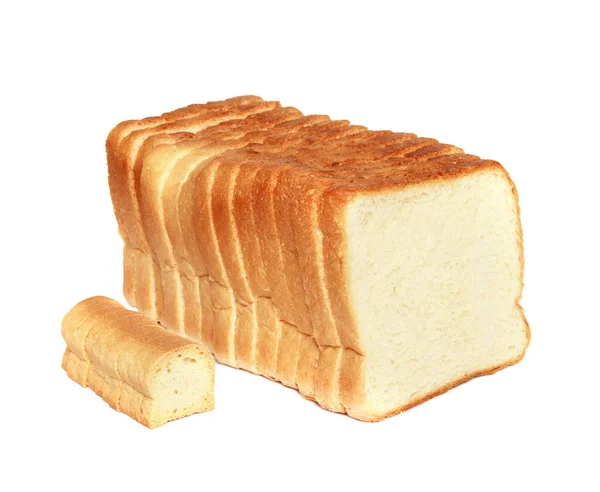 白面包在白色背景上隔离的一片白面包 — 图库照片