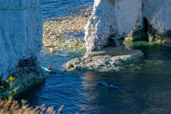 Ένα Πλάνο Των Σχημάτων Κιμωλία Old Harry Rocks Handfast Point — Φωτογραφία Αρχείου