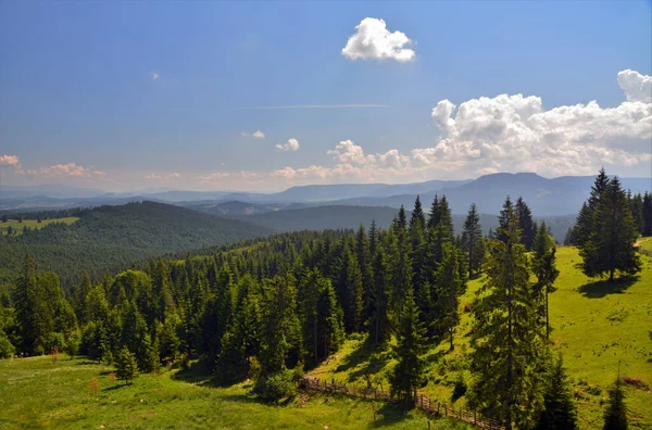 Eine Hochwinkelaufnahme Einer Landschaft Aus Dem Rarau Gebirge Rumänien — Stockfoto