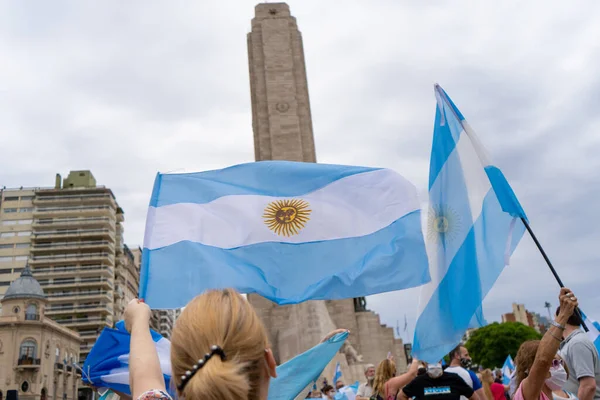 Rosario Argentina Nov 2020 Pessoas Que Protestam Contra Quarentena Corrupção — Fotografia de Stock