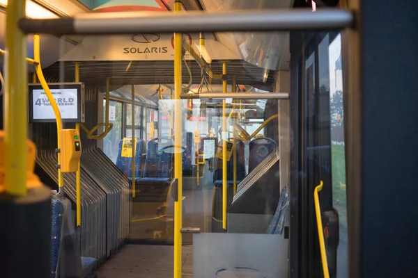 Katowice Polonia 2020 Interno Autobus Vuoto Durante Una Pandemia — Foto Stock