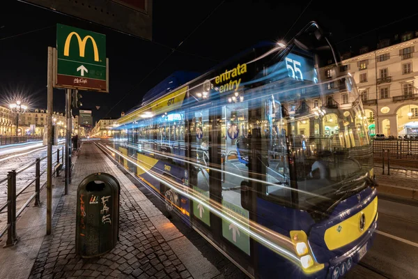 Turin Italy Jan 2020 Public Transport Turin Italy Celebr Piazza — Stock Photo, Image