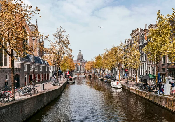 Amsterdam Netherlands Sep 2020 Downtown View Old Town City Amsterdam — 图库照片