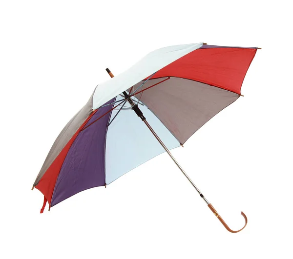 Gros Plan Sur Parapluie Jaune Ouvert Avec Une Extrémité Brune — Photo