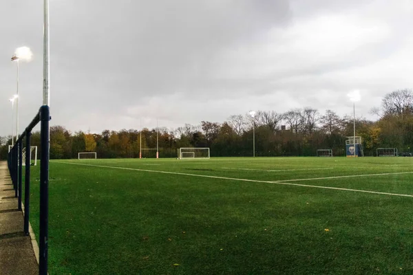 Manchester United Kingdom Nov 2020 Green Grass Astro Turf Pitch — Stock Photo, Image