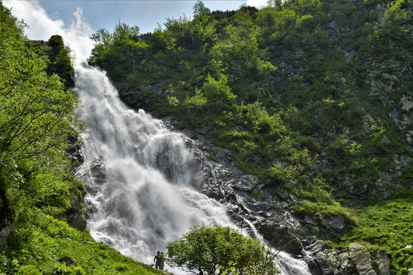 Flygbild Balea Vattenfall Fagaras Bergen Rumänien — Stockfoto