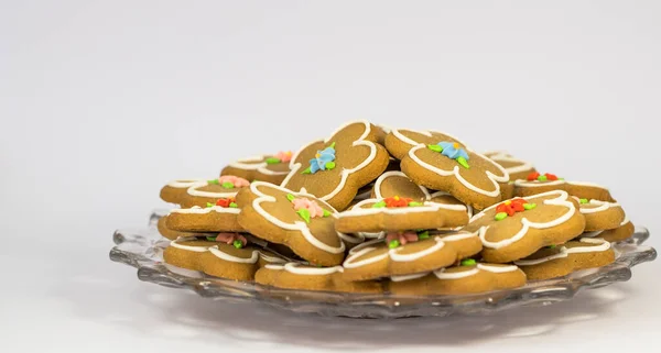 Top View Flower Shaped Gingerbread Cookies — Stock Photo, Image