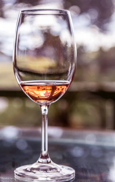 一杯葡萄干酒和一些玫瑰酒的垂直拍 — 图库照片